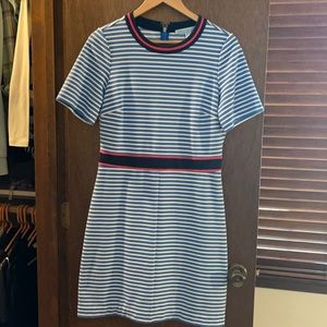 Draper James Persley Ponte Knit Blue White Striped Dress Size M